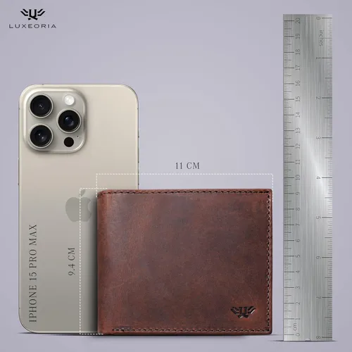 Miniatura 2 de LUXEORIA Billetera de cuero genuino de grano completo para hombre, cartera de viaje hecha a mano, billetera minimalista y plegable para hombre