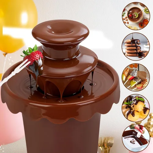 Miniatura 7 de Mini fuente de chocolate de 5 onzas con 10 tenedores, mini máquina de inmersión de chocolate de 2 niveles para uso con jarabe de chocolate, apta Café