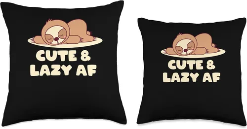 Miniatura 3 de Laziness Witty Animal Lover Sayings Funny Sayings Linda y perezosa almohada de humor con temática de perezosos divertidos, 16 x 16 pulgadas