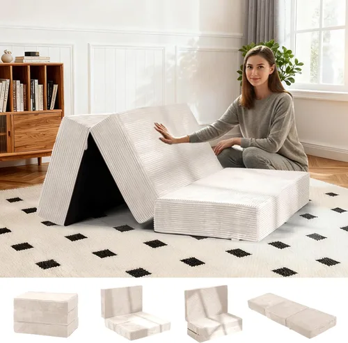 Miniatura 18 de Colchón plegable de tres pliegues de 6 pulgadas, sofá cama plegable con funda extraíble lavable, colchón de futón portátil de tamaño completo