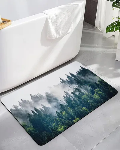 Alfombra de baño Green Forest para bañera, antideslizante, de secado rápido y absorbente, tierra de diatomeas, cocina, ducha, fregadero, lavable,