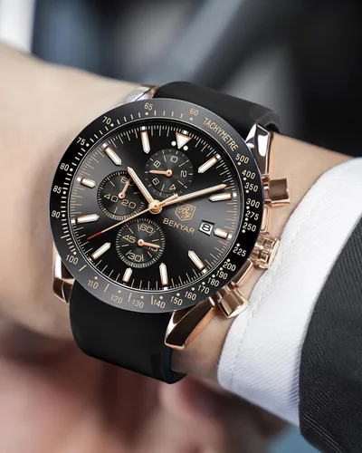 Miniatura 3 de BY BENYAR - Reloj para hombre, cronógrafo analógico de cuarzo, impermeable, luminoso, de diseñador, relojes de pulsera para hombre, para negocios