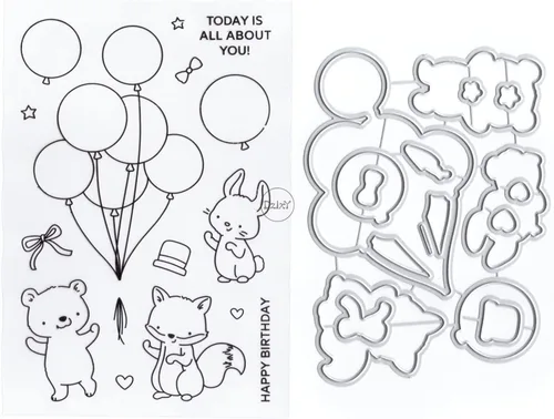 Miniatura 13 de DzIxY Bear Hedgehog Seal Fox Sellos transparentes y troqueles de corte de metal para hacer tarjetas, kit de papel para álbumes de recortes, 29