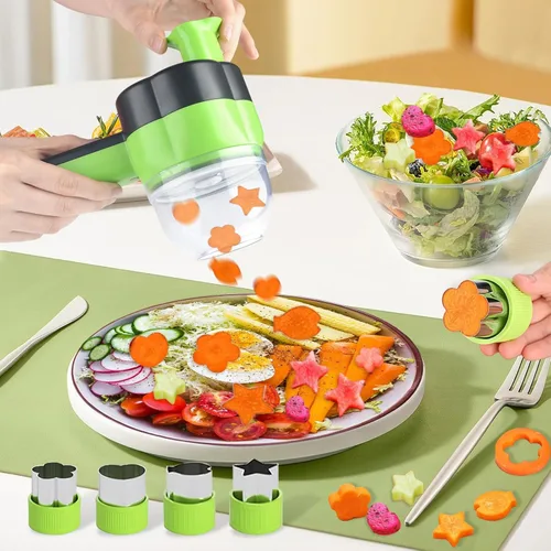 Miniatura 3 de Juego de cortador de verduras eléctrico 4 en 1 portátil, recargable, procesador de alimentos y picadora inalámbrica para mezclar alimentos