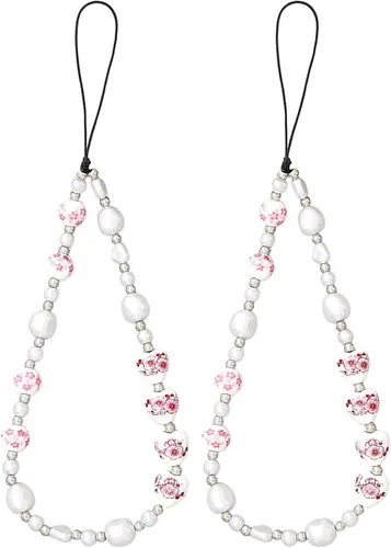 Miniatura 46 de Beaded Phone Charm Cute Fixed Beads Pearl Wristlet Chain Camera Wrist Strap CarKey Lanyard