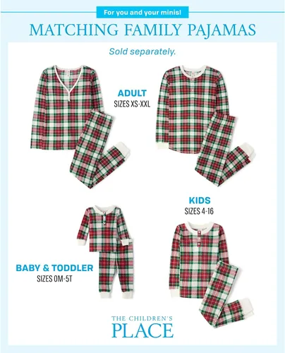 Miniatura 7 de The Children's Place Family Matching, Plaid Waffle 2 Piece Pajama Sets