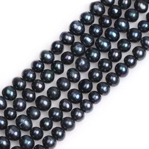 Cuentas de perlas cultivadas de agua dulce para hacer joyas, piedras preciosas semipreciosas, 0.276-0.315 in, color negro 15 pulgadas teñido JOE