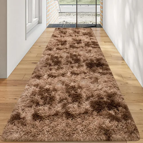 Miniatura 90 de Alfombras de pasillo beige de 2 x 6 pies para dormitorio, sala de estar, alfombra de felpa suave y esponjosa, alfombra de pasillo para pasillos