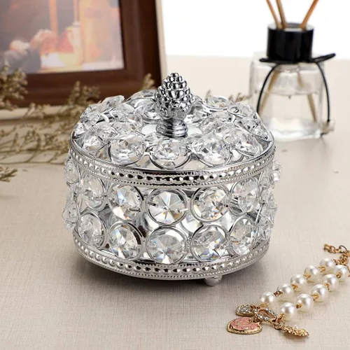 Miniatura 2 de Hipiwe Joyero con espejo de cristal, caja organizadora de joyas, decoración del hogar, anillos, aretes, collar, soporte de almacenamiento, caja