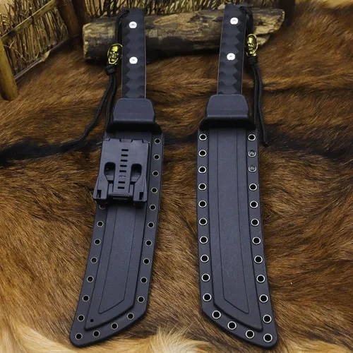 Miniatura 7 de BA-KOR Cuchillo para exteriores de estilo japonés de espiga completa de 15.8 pulgadas – acero DC53 de 8mm, mango y funda de fibra de nailon