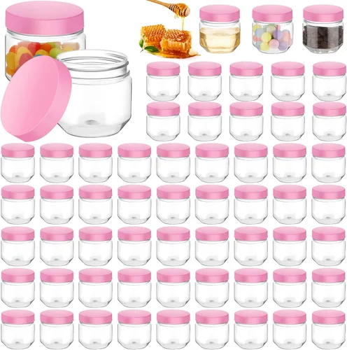Miniatura 12 de Tanlade 60 tarros de plástico transparente de 3 onzas con tapas de boca ancha, mini recipientes de almacenamiento a granel para hierbas, gelatina