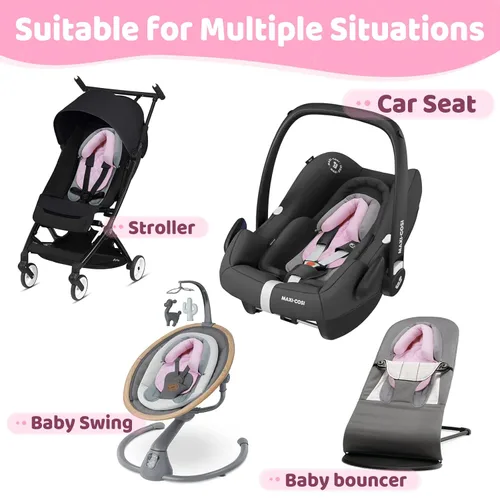 Miniatura 6 de Pro Goleem Soporte para la cabeza del asiento de coche para bebé, suave inserto para asiento de coche infantil, soporte para la cabeza del asiento