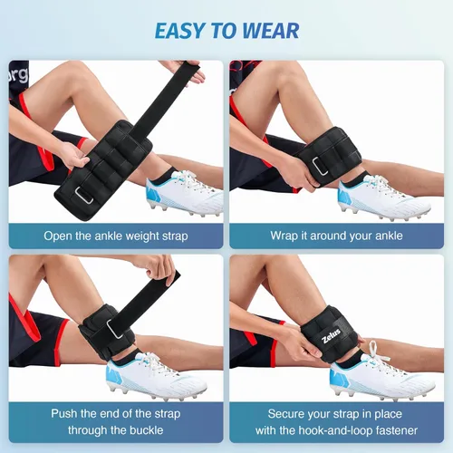 Miniatura 6 de ZELUS - 1 par de pesas de tobillo ajustables, correas de peso para piernas modularizadas de 2, 4, 6, 8, 10 libras para mujeres y hombres, juego