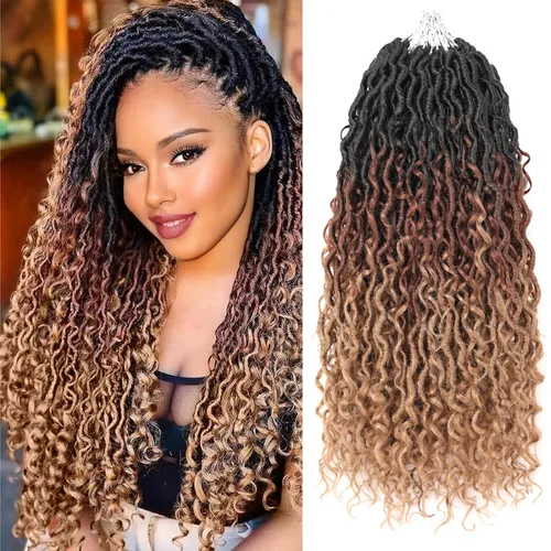 Miniatura 27 de Aipin Goddess Cabello de Ganchillo de 18 Pulgadas Boho River Locs Hippie Locs Ondulado de Ganchillo Con Cabello Rizado en el Medio y Extremos 613