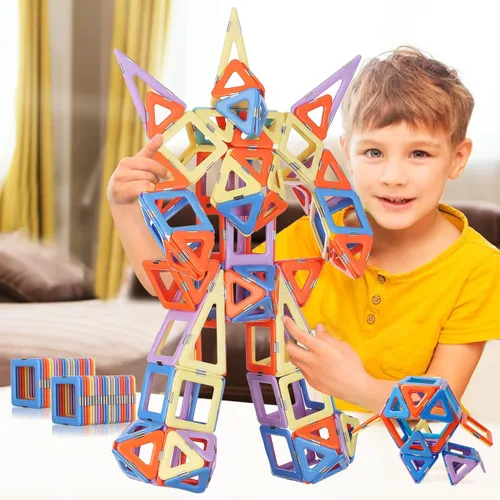 Miniatura 5 de MAGBLOCK Bloques magnéticos, azulejos magnéticos, juguetes educativos para niños y niñas de más de 3 años, juego de regalo de 120 piezas