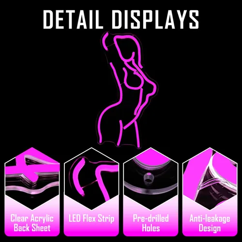Miniatura 6 de Letreros de neón para dama regulables, letreros de neón LED para dama, letrero decorativo, luces de neón para mujeres para dormitorio, bar, cueva