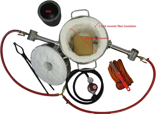 Miniatura 2 de LSMIITTH Kit de horno de fusión de metal a gas de 17.6 lbs/17.6 libras, horno de propano de 2642 °F/2,642.0 °F, quemador dual (cada uno 100,000 BTU)