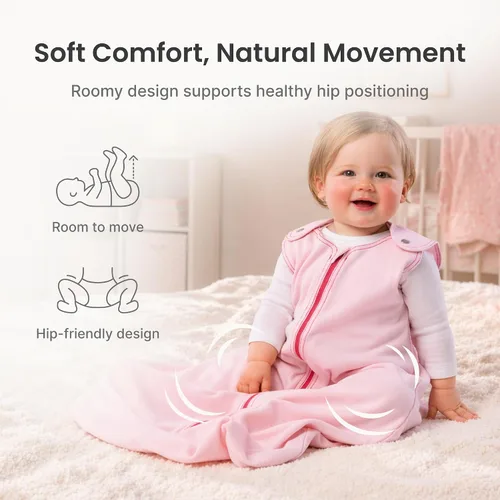 Miniatura 6 de Baby Deedee Sleep Nest Basic - Saco de dormir para bebé de 0.6 TOG de 0 a 6 meses, saco de dormir de algodón con broches de hombro patentados, manta