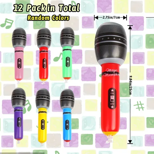 Miniatura 2 de CCINEE Paquete de 12 micrófonos inflables, micrófono inflable gigante de 9.4 pulgadas, accesorios de micrófono inflable para conciertos musicales