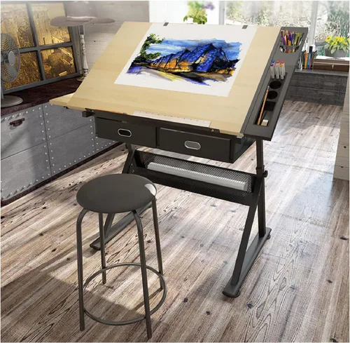 JFF Mesa de dibujo de altura ajustable, mesa de dibujo, escritorio de artista, mesa inclinada, escritorio para manualidades, pinturas en acuarela,
