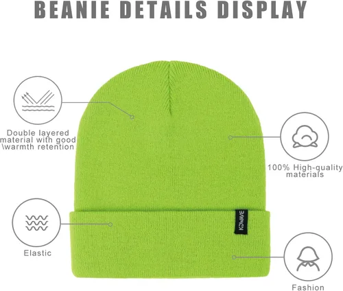 Miniatura 42 de Gorros de lana para mujeres y hombres, unisex, de punto suave, con puños, diseño de calavera, elástico, color sólido, sombreros de invierno