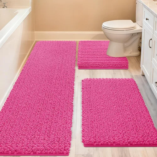 Miniatura 63 de ACCUMTEK - Juego de 2 alfombras de baño de lujo en color beige de 32"x20"+24"x17", alfombras de baño ultra suaves y gruesas absorbentes, alfombra