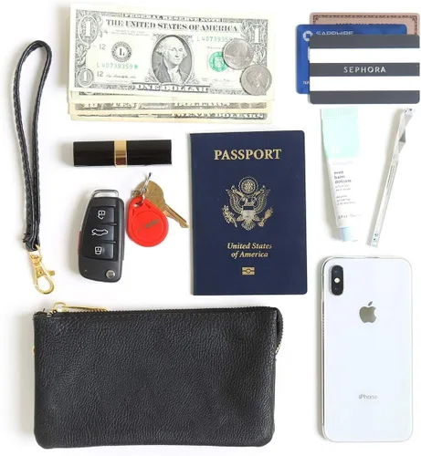 Miniatura 23 de RIAH FASHION Monedero convertible de piel sintética - Mini bolso de mano desmontable cadena bandolera correa soporte para teléfono