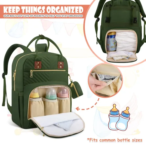 Miniatura 4 de Tenot Mochila para pañales de bebé, bolsas de pañales de viaje para niñas y niños, bolsa de bebé de gran capacidad, mochila para mujeres