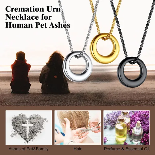 Miniatura 27 de Richsteel Collar de urna para cenizas, joyería de cremación, colgante de recuerdo conmemorativo con cadena