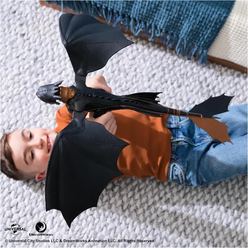 Miniatura 7 de DreamWorks Dragons, Figura de acción How to Train Your Dragon, Ultimate Plasma Blast Toothless, alas de 25 pulgadas con luces y sonidos, juguetes