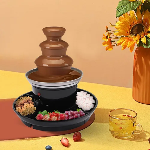 Miniatura 4 de Fuente de fondue de chocolate de 3 niveles, máquina calentadora eléctrica de chocolate inoxidable, fuente de chocolate cálida para el hogar, fuente