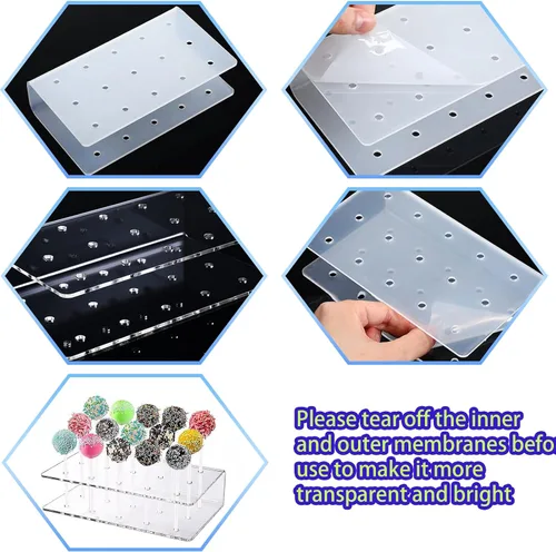 Miniatura 4 de Kit de 605 piezas para tartas, moldes de silicona para piruletas, incluye palitos de piruleta, taza medidora, bolsas de golosinas, lazos giratorios