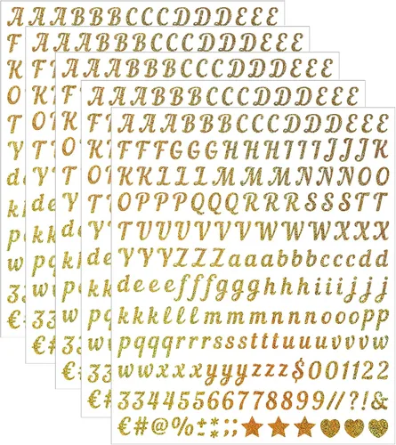 Miniatura 15 de 8 hojas de calcomanías de letras, 1008 calcomanías del alfabeto, letras autoadhesivas de vinilo de 1 pulgada, calcomanías de alfabetos negros ABC