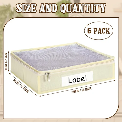 Miniatura 2 de Panelee 6 bolsas de almacenamiento de suéter de 14 x 12 x 3 pulgadas, organizador de suéter con cremallera de fácil deslizamiento, organizador