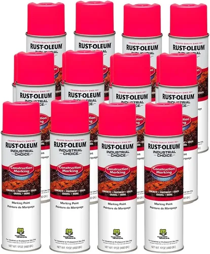 Miniatura 9 de Rust-Oleum 264697-12PK Industrial Choice M1400 System Pintura en aerosol de marcado de construcción a base de agua, 17 onzas, naranja fluorescente