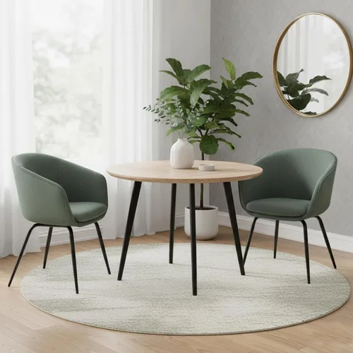 Miniatura 6 de Juego de 2 sillas de comedor tapizadas, sillas de cocina y comedor de tela moderna con asiento acolchado y patas de metal resistentes, sillas