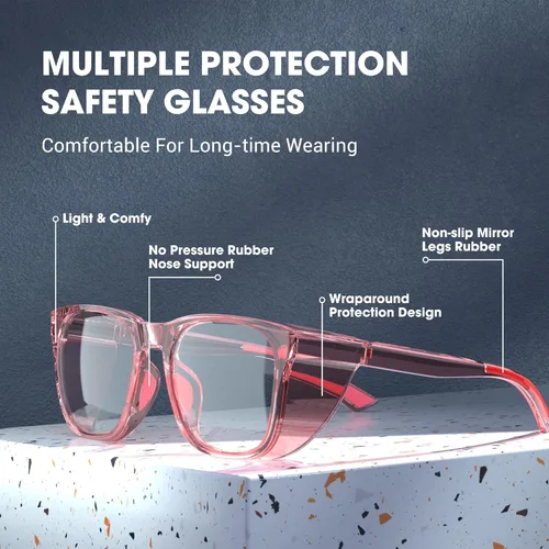 Miniatura 4 de Gafas de seguridad antivaho con protección ocular, gafas de bloqueo de luz azul para mujeres y hombres Rosa