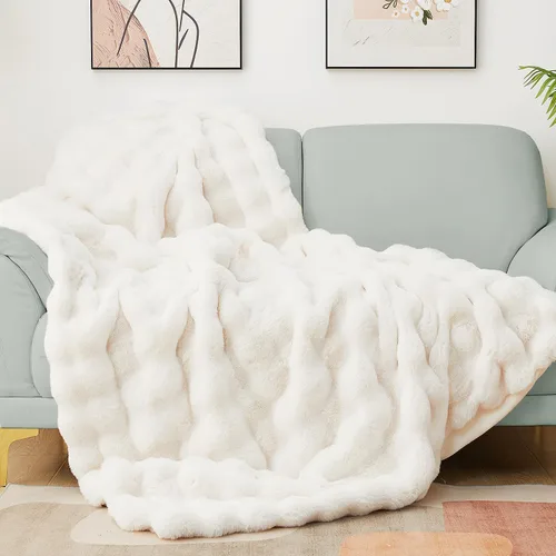 Latepis Manta de piel sintética de lujo, manta esponjosa para sofá, manta suave y gruesa para cama y sofá, manta de felpa suave y cálida para todas