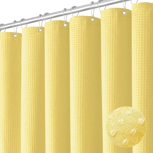 Miniatura 34 de Dynamene cortina de ducha de lino burdeos - cortinas de tela de nido de abeja texturizadas y resistentes para baño, 256GSM, juego de cortinas