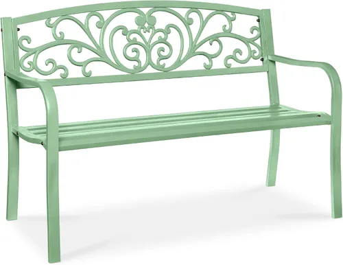 Miniatura 15 de Mejor Elección Productos 50 in patio parque banco de jardín patio marco de acero inoxidable muebles al aire porche silla, L, Negro