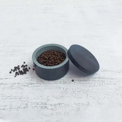 Miniatura 5 de Kaizen Casa Caja única de sal y pimienta, elegante caja de sal de piedra natural con tapa para almacenamiento de sal, especias y hierbas