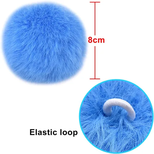 Miniatura 3 de BQTQ 40 pompones de piel sintética con lazo elástico, pompones esponjosos de piel sintética de conejo para sombreros, gorros, zapatos, bufandas