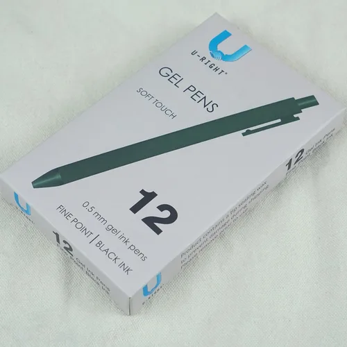 Miniatura 2 de U-RIGHT 12 piezas de bolígrafos de tinta de gel, tinta negra de 0.5 mm, punta fina, escritura suave, bolígrafos bonitos para oficina y escuela Verde