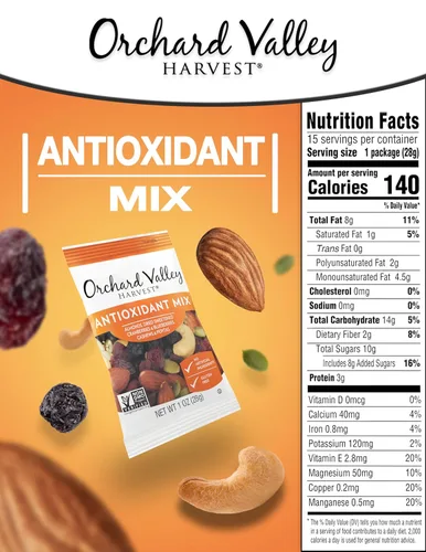 Miniatura 2 de Orchard Valley Harvest - Mezcla antioxidante, bolsas de 1 onza (paquete de 15), almendras, arándanos, arándanos, anacardos y pepitas, sin OMG, sin