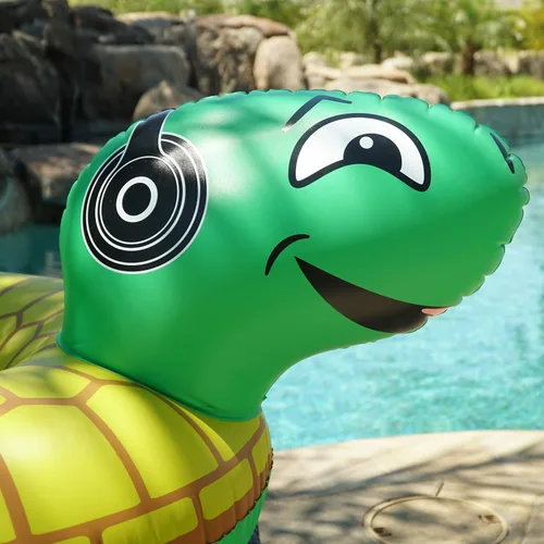 Miniatura 7 de GoFloats Rockin Turtle - Balsa inflable para fiesta - Divertido flotador de piscina para adultos y niños