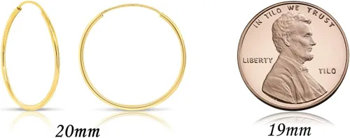 Miniatura 20 de Aretes de argolla de oro amarillo de 14 quilates flexible, de 10-18mm