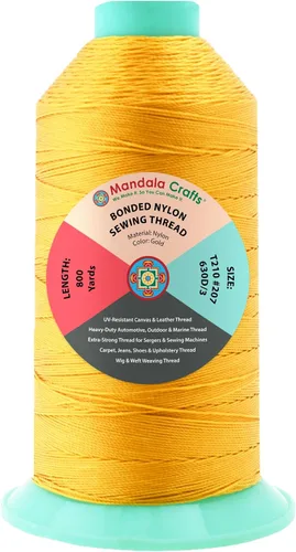 Miniatura 183 de Mandala Crafts - Hilo de nailon para coser cuero, tapicería, mezclilla y para trenzar el pelo; resistente, 1500 yardas, tamaño 69 T70 Marrón