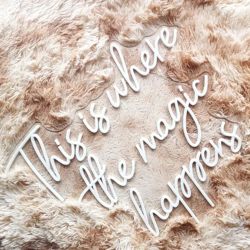 Miniatura 6 de Letreros de neón con texto en inglés "This Is Where The Magic Happens" para decoración de pared, letreros de luz LED grandes de neón de 24 pulgadas
