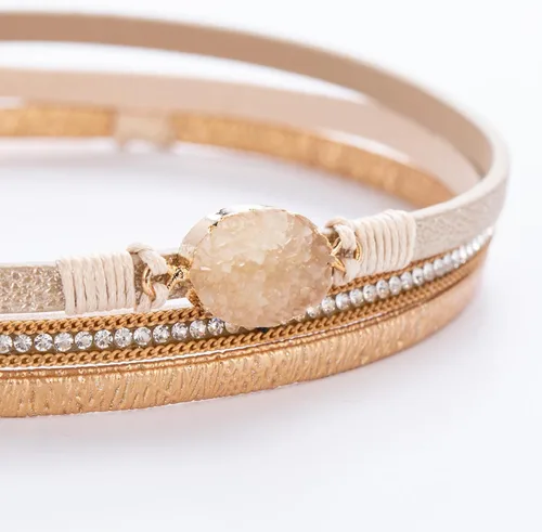 Miniatura 101 de FANCY SHINY - Pulsera de cuero estilo bohemio, pulsera de cuentas de cristal con cierre magnético, regalos de joyería para mujer