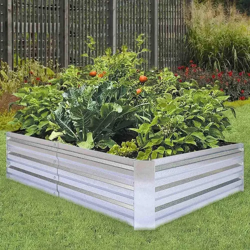Miniatura 3 de Camas de jardín elevadas galvanizadas para verduras, caja de plantación grande de metal, kit de jardinería de acero para flores y hierbas